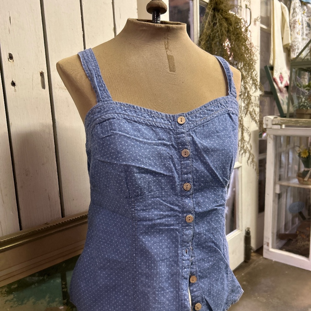100% cotton button up tank top